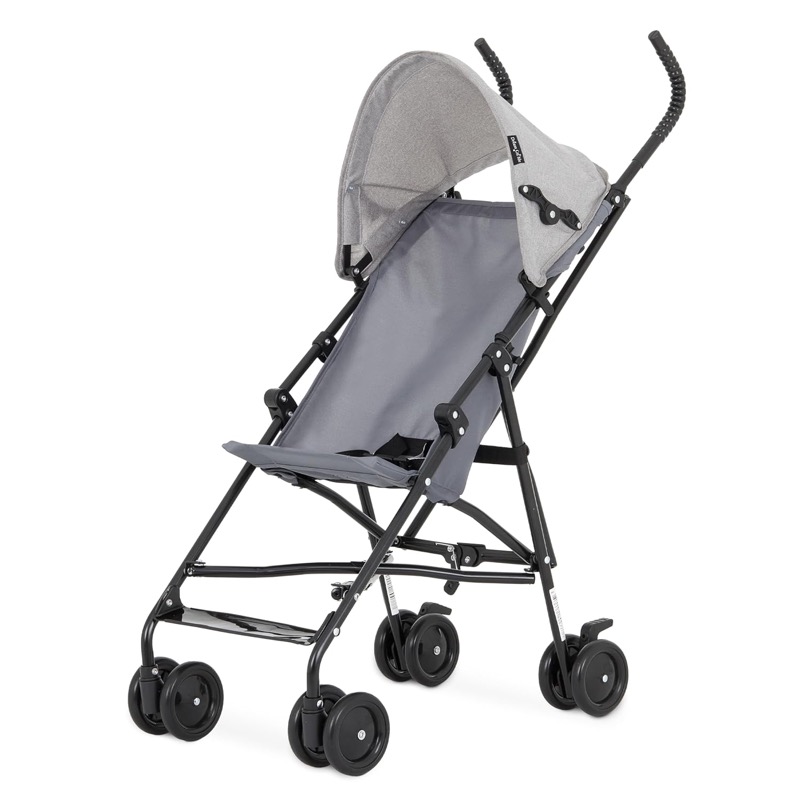 gray dream on me aero umbrella stroller with a small canopy and curved handles