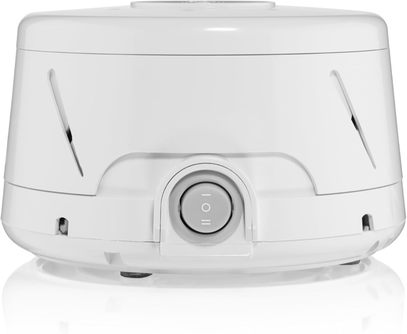 round white yogasleep dohm classic white noise machine with vents around its sides